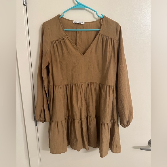 Zara V-Neck Long Sleeves Tiered Mini Dress - Picture 4 of 5
